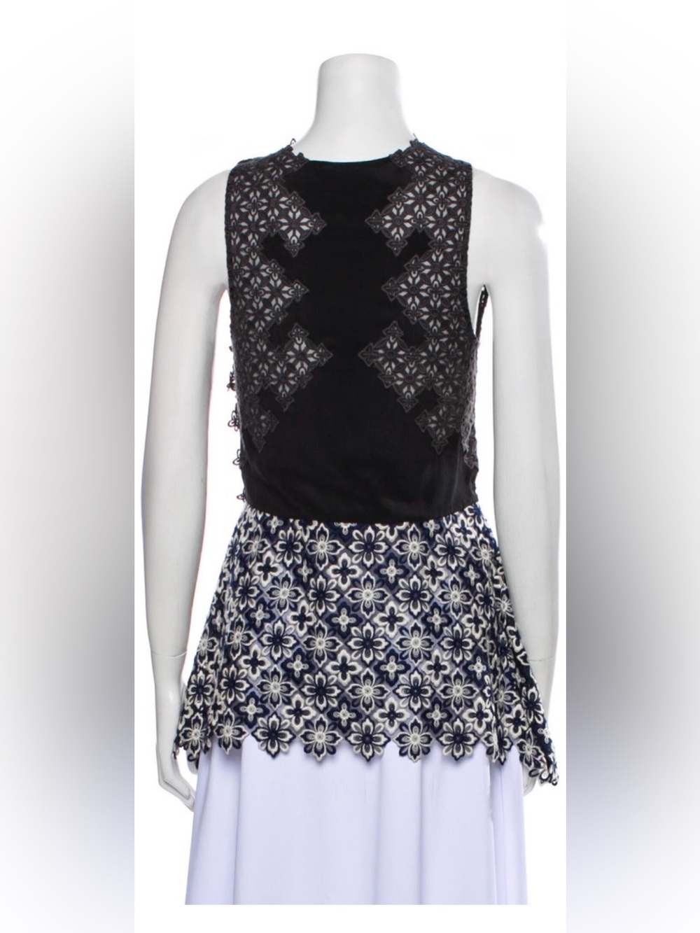 NWOT 3.1 Phillip Lim Black Floral Lace Overlay Top